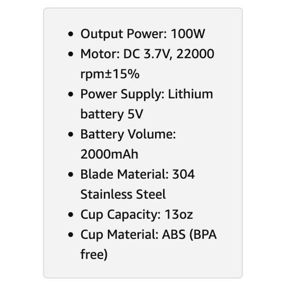 Blender for Shakes and Smoothies, Smoothie Personal Blender with 2000mAh USB - Picture 7 of 7